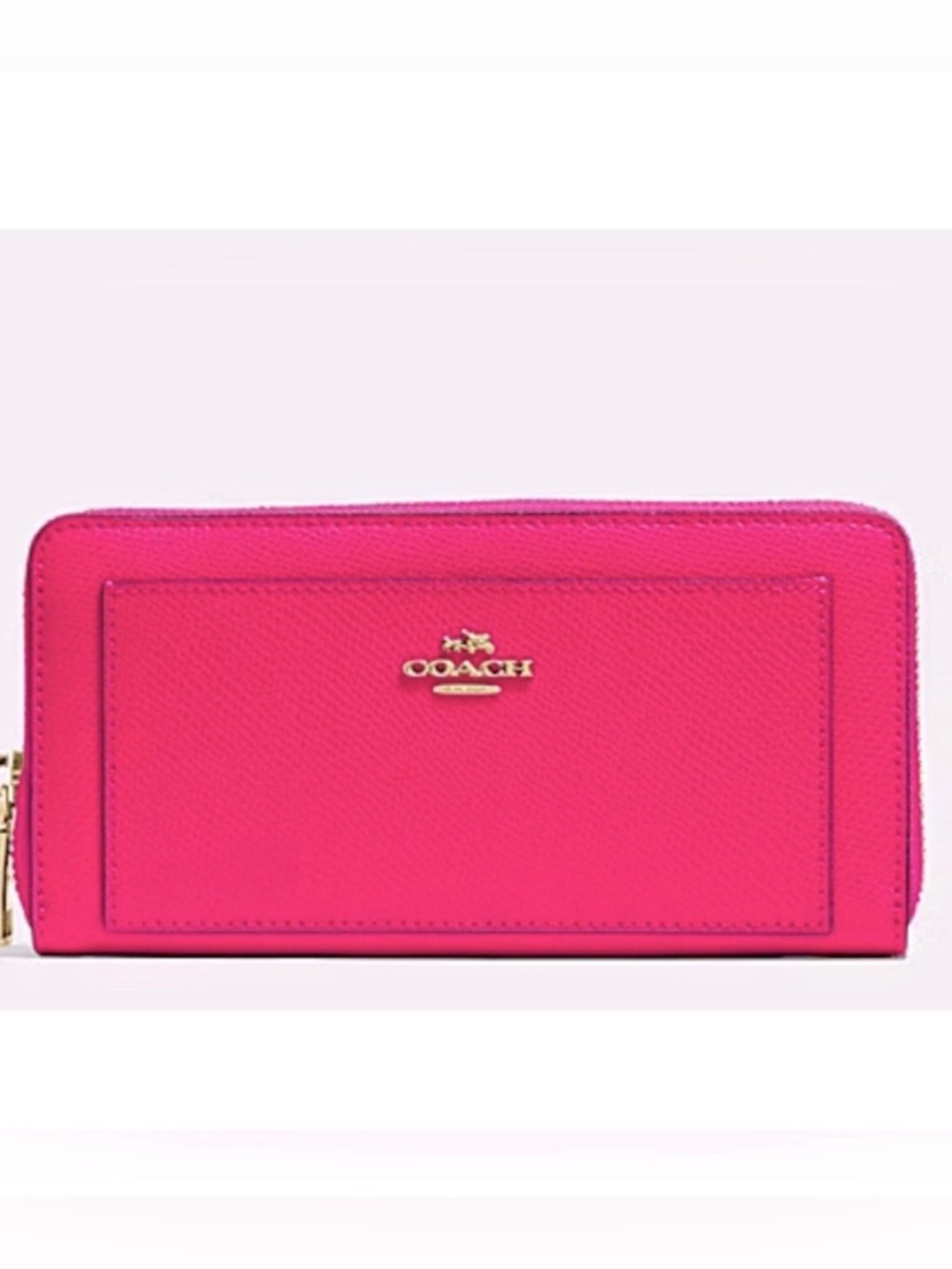 COACH 🩷PINK🩷 CROSSGRAIN LEATHER ACCORDION ZIP AROUND WALLET 🌟EUC🌟